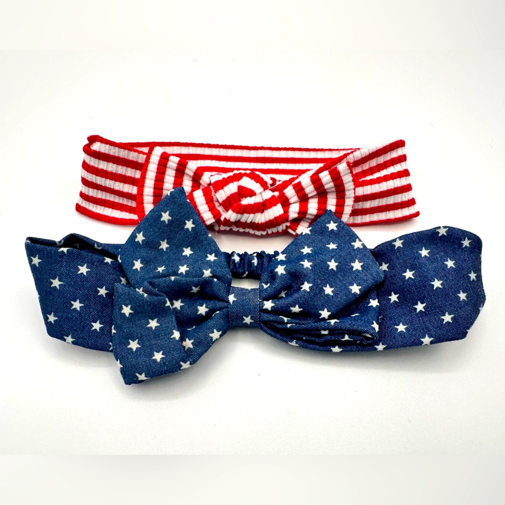 2pc Baby Headband Bows Patriotic Stars and Stripes
